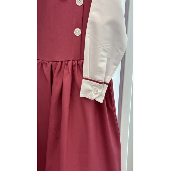 مريول مدرسي وردي من قطعتين 14466