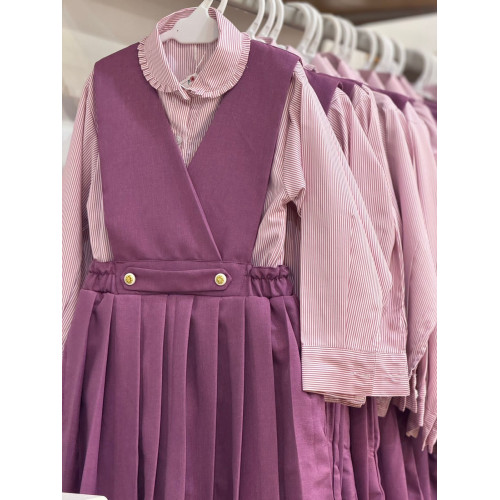 مريول مدرسي منفصل لون بنفسجي قميص مقلم 144617 مريول مدرسي منفصل لون بنفسجي قميص مقلم 144617