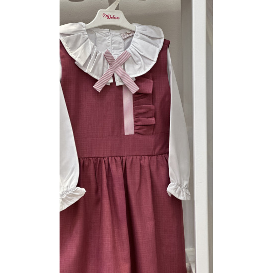 مريول مدرسي وردي من قطعتين 14468