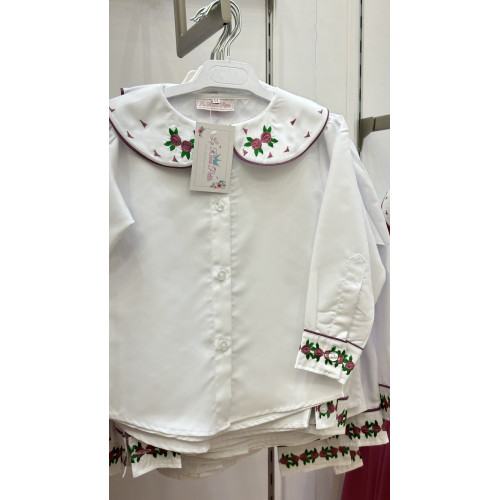 قميص مدرسي بتطريز بنفسجي 144646 قميص مدرسي بتطريز بنفسجي 144646