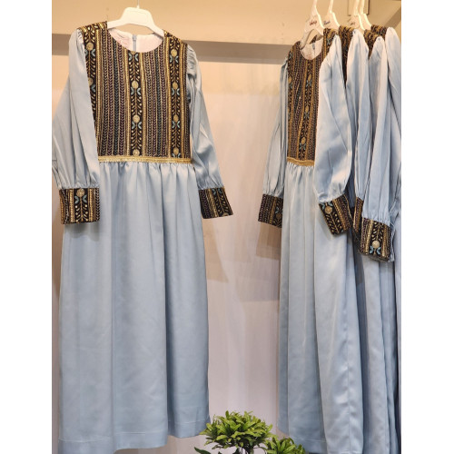 240153 جلابية شعبية سماوي مطرزة 240153 جلابية شعبية سماوي مطرزة