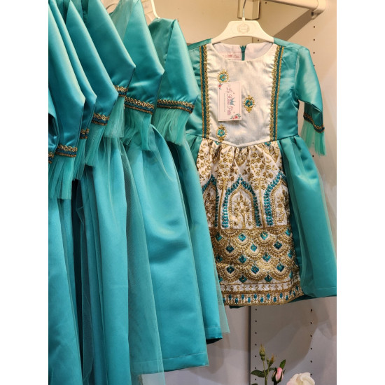 240161 فستان للمناسبات  تركوازي مطرز