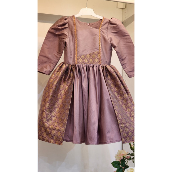 240182 فستان لون كشميري وذهبي 