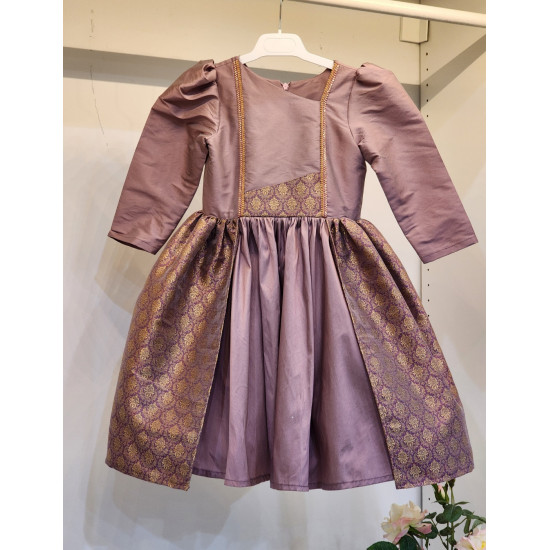 240182 فستان لون كشميري وذهبي 