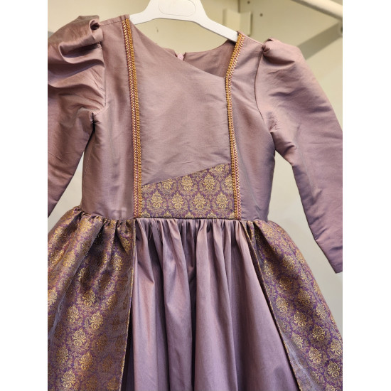 240182 فستان لون كشميري وذهبي 