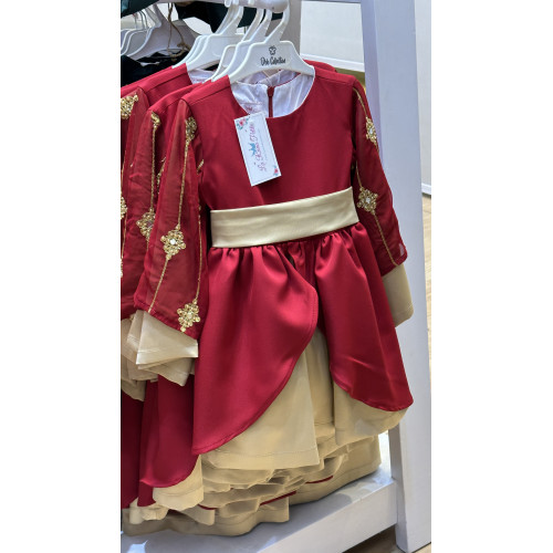 240351 فستان أحمر مع تطريز ذهبي 240351 فستان أحمر مع تطريز ذهبي