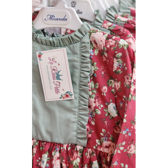 فستان ربيعي مورد احمر240197 فستان ربيعي مورد احمر240197