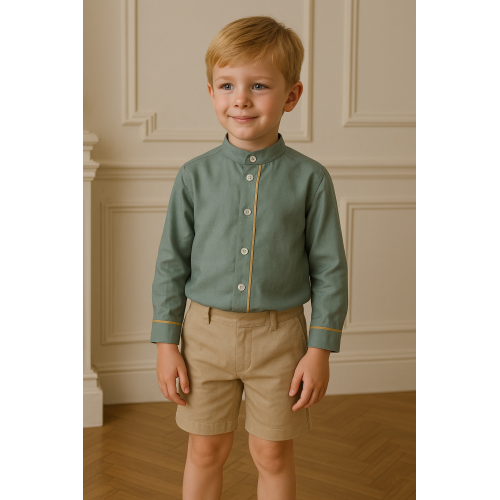 بدلة ولادي قميص بأكمام طويلة وشورت بيج240408 