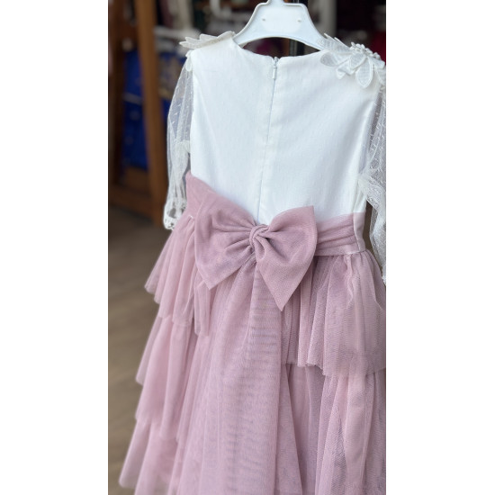 240393 فستان تل وردي للمناسبات 240393 فستان تل وردي للمناسبات