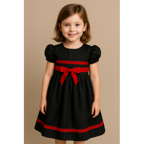 فستان أسود بشريط أحمر240503 