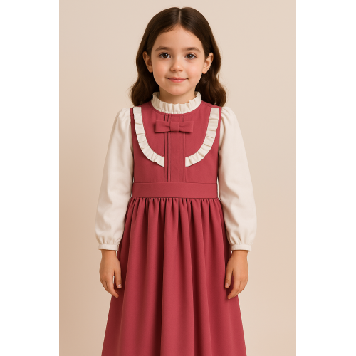 مريول مدرسي متصل وردي 144703 مريول مدرسي متصل وردي 144703