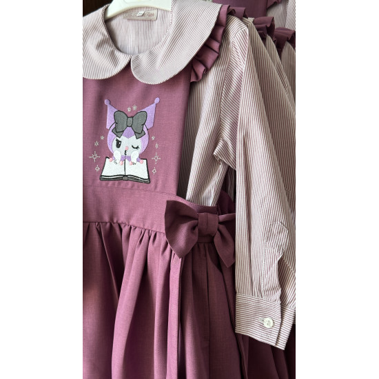 مريول مدرسي بنفسجي بشخصية كرومي مع قميص مقلم 144718 مريول مدرسي بنفسجي بشخصية كرومي مع قميص مقلم 144718