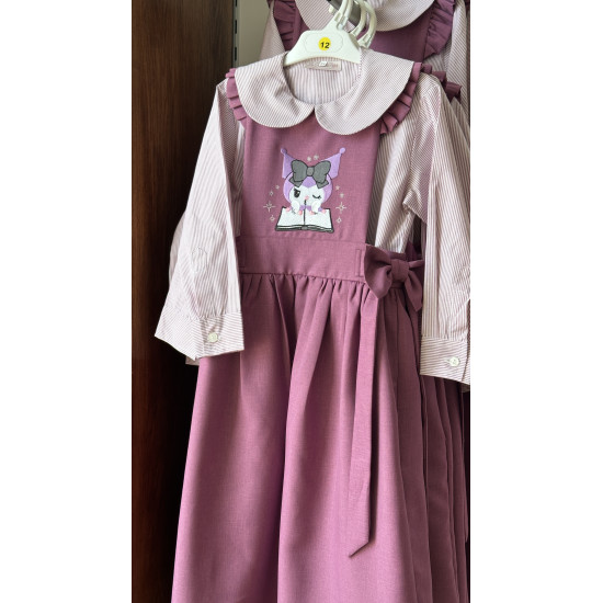 مريول مدرسي بنفسجي بشخصية كرومي مع قميص مقلم 144718 مريول مدرسي بنفسجي بشخصية كرومي مع قميص مقلم 144718