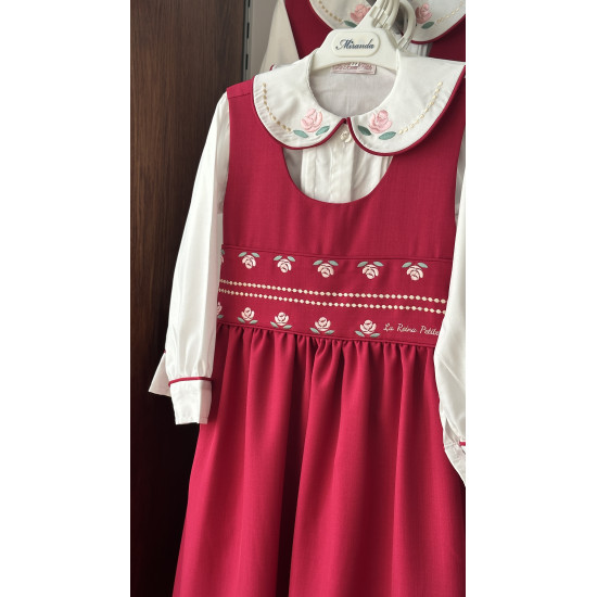 مريول مدرسي فوشي مطرز مع قميص مطرز 144723 مريول مدرسي فوشي مطرز مع قميص مطرز 144723