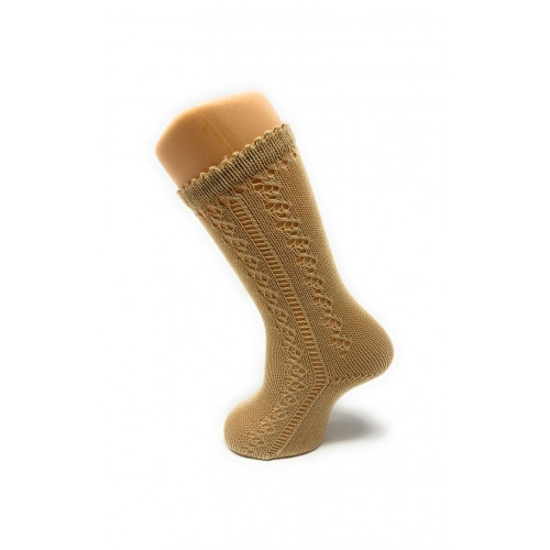 جوارب طويلة لون ذهبي بيج مخرم جوارب طويلة لون ذهبي بيج مخرم