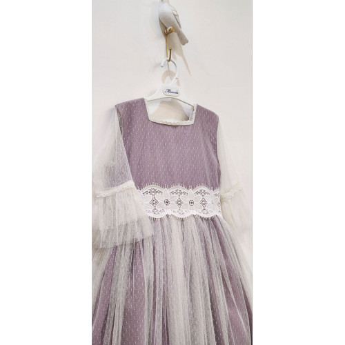 فستان مناسبات تل  بلون الموف المميز 240403 