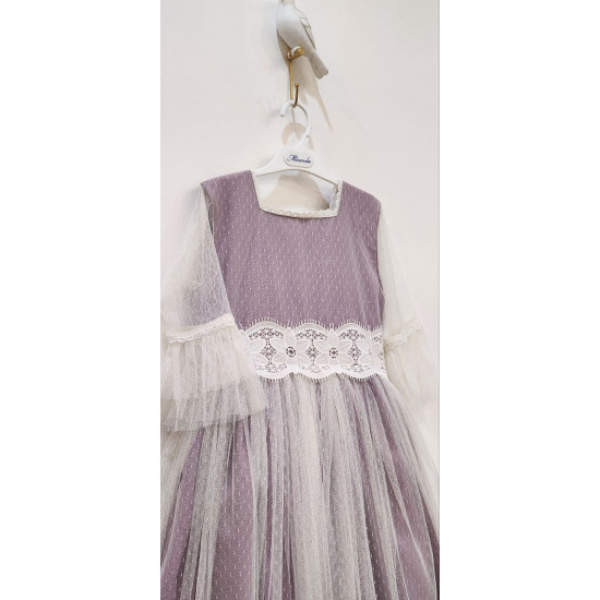 فستان مناسبات تل  بلون الموف المميز 240403 