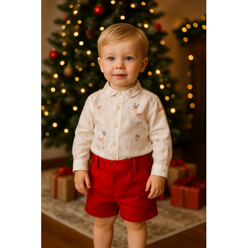 بدلة ولادي قميص بأكمام طويلة وشورت احمر 240432 بدلة ولادي قميص بأكمام طويلة وشورت احمر 240432