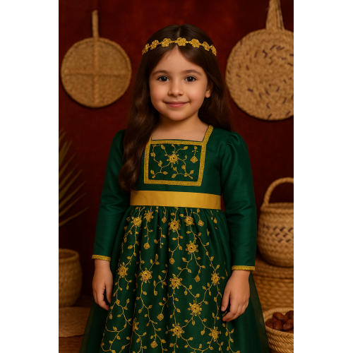فستان اخضر ملكي مطرز 240435 فستان اخضر ملكي مطرز 240435