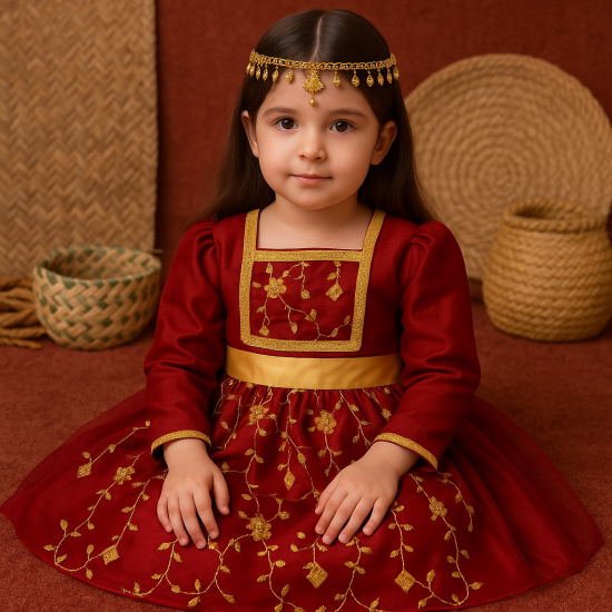  فستان احمر ملكي  مطرز 240436