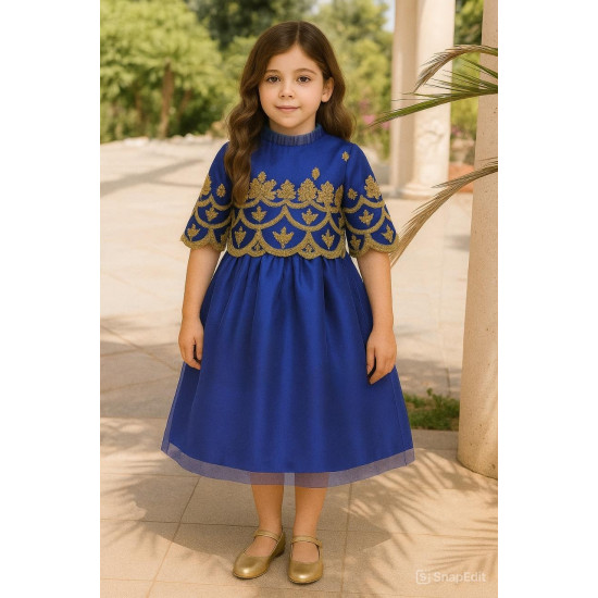 240122 فستان للمناسبات نيلي مطرز بذهبي 240122 فستان للمناسبات نيلي مطرز بذهبي