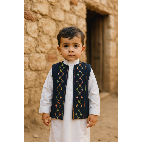 صديري شعبي للأولاد لينن مطرز 240440 صديري شعبي للأولاد لينن مطرز 240440