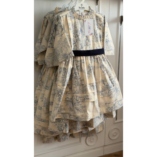 فستان ربيعي سكري بطبعة توال زرقاء 240603 فستان ربيعي سكري بطبعة توال زرقاء 240603