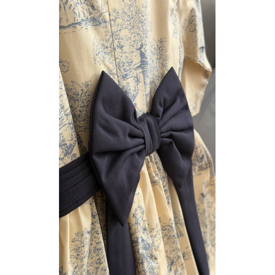 فستان ربيعي سكري بطبعة توال زرقاء 240603 فستان ربيعي سكري بطبعة توال زرقاء 240603