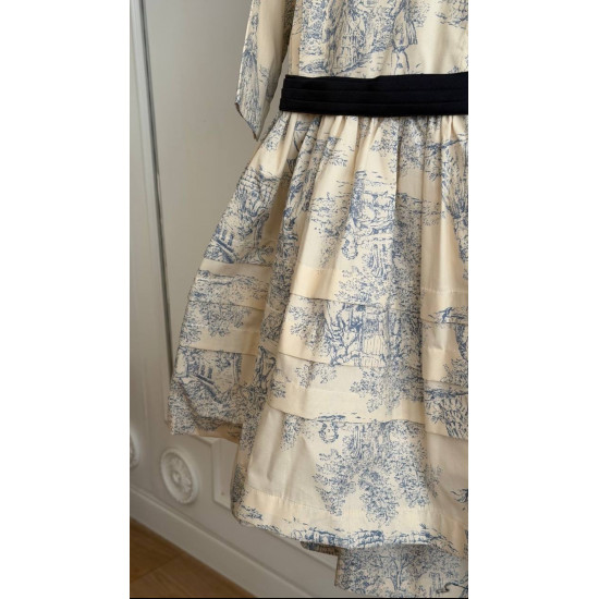 فستان ربيعي سكري بطبعة توال زرقاء 240603 فستان ربيعي سكري بطبعة توال زرقاء 240603