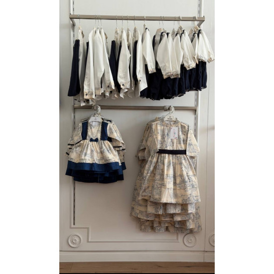 فستان ربيعي سكري بطبعة توال زرقاء 240603 فستان ربيعي سكري بطبعة توال زرقاء 240603