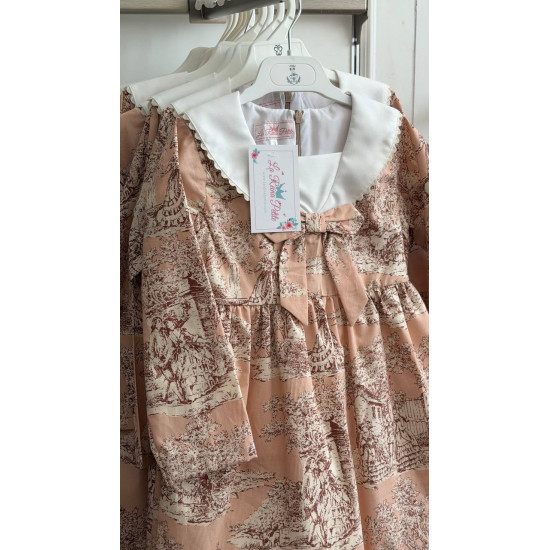 فستان ربيعي وردي بطبعة توال 240600