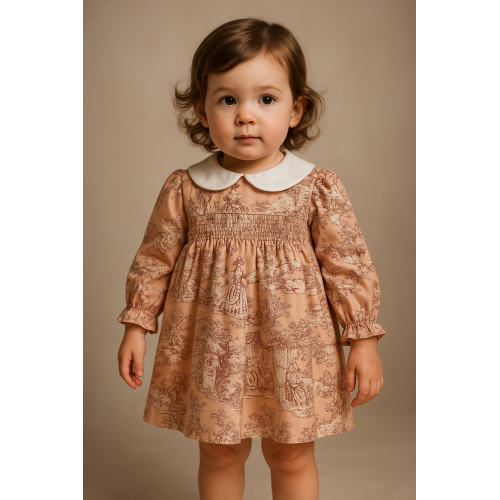 فستان ربيعي وردي بطبعة توال 240601 فستان ربيعي وردي بطبعة توال 240601