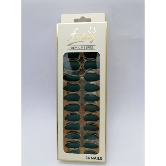 اظافر صناعية بلاصق ذاتي 24 ظفر ،أخضر غامق مطفي