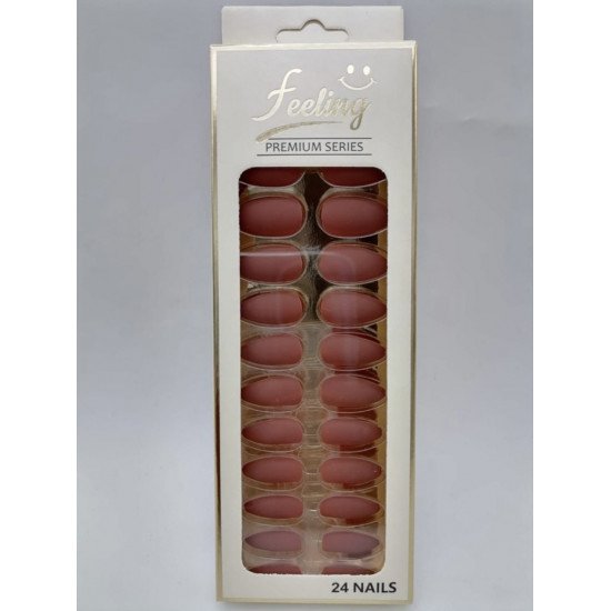 اظافر صناعية بلاصق ذاتي 24 ظفر ،أحمر فاتح مطفي