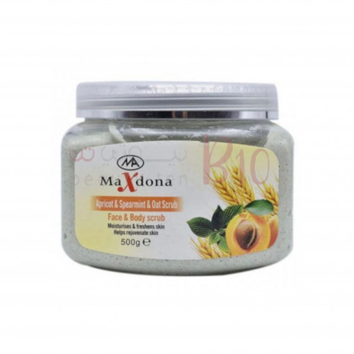 ماكس دونا مقشّر للوجه والجسم بالمشمش والنعناع رمادي 500جم