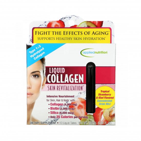 امبولات كولاجين سائل بنكهة الفراولة الاستوائية والكيوي 10 امبولات كل امبولة تحتوي على 10 مل