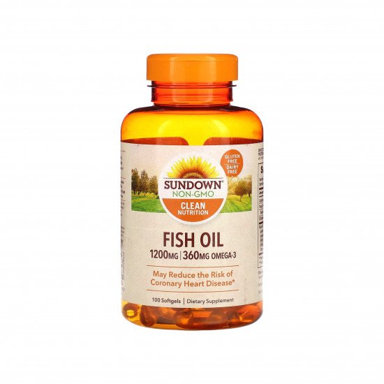 زيت السمك 1200 ملجم 100 كبسولة هلامية من صن داون 600 ملجم لكل كبسولة هلامية