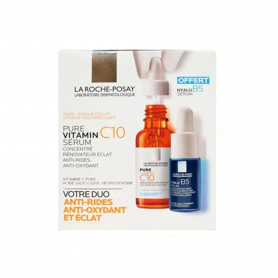 ثنائي الاشراق المضاد للاكسدة والتجاعيد فيتامين سي 30مل +هيالورونيك اسيد 10مل من لاروش بوزيه