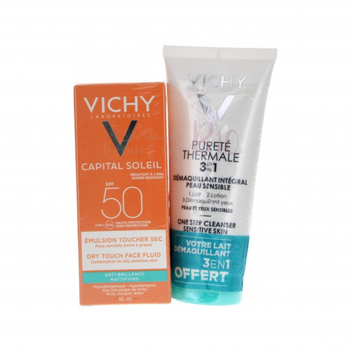 واقي شمس من فيشي بعامل حماية 50-50مل +حليب ومزيل للمكياج في نفس الوقت 100مل.