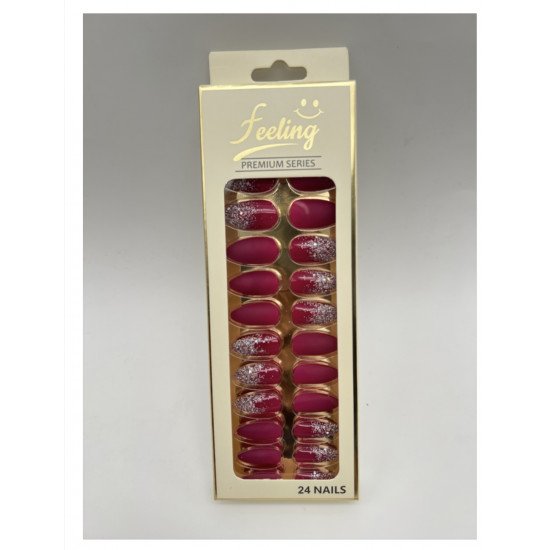 اظافر صناعية قليتر بلاصق ذاتي 24 ظفر (وردي داكن)