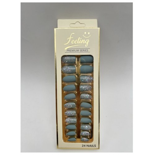 اظافر صناعية قليتر بلاصق ذاتي 24 ظفر (اللون الفضي)