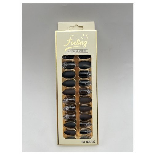 اظافر صناعية قليتر بلاصق ذاتي 24 ظفر (اللون الأسود)