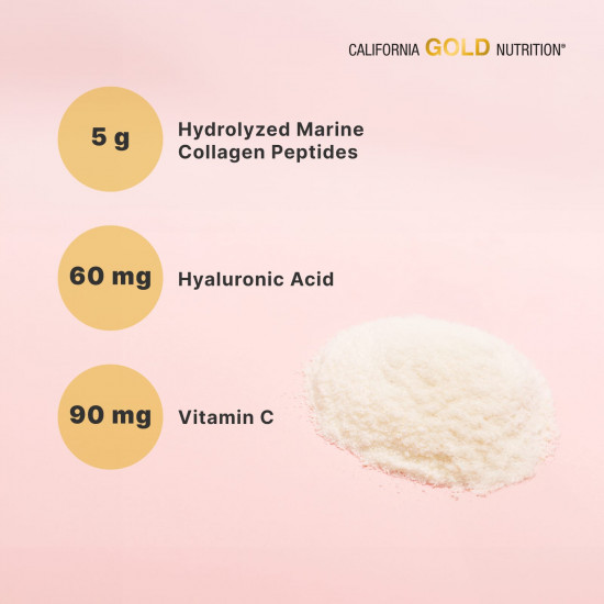 ببتيدات الكولاجين البحري المتحللة مع حمض الهيالورونيك وفيتامين جـ ، خالٍ من النكهات 464جم