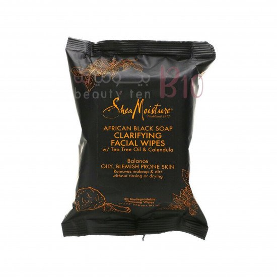 مناديل مبللة لتنقية الوجه بالصابون الأسود الأفريقي من شيا مويستر - 30 منديل مناديل مبللة لتنقية الوجه بالصابون الأسود الأفريقي من شيا مويستر - 30 منديل