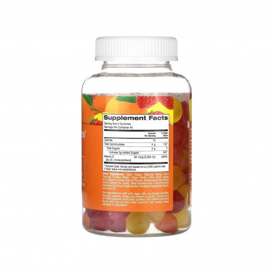 اقراص فيتامين د3، الليمون والبرتقال والفراولة، 2000 وحدة دولية، 90قرص (1000 وحدة دولية لكل قرص)