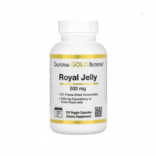 كالفورنيا غولد نيوتريشن غذاء ملكات النحل، مركز ومجفف بالتجميد، 500 ملجم، 120 كبسولة نباتية