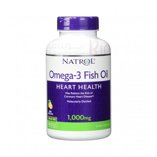 زيت سمك اوميجا 3 بنكهة الليمون الطبيعية من ناترول 1000 ملغ 150 كبسولة جيلاتينية