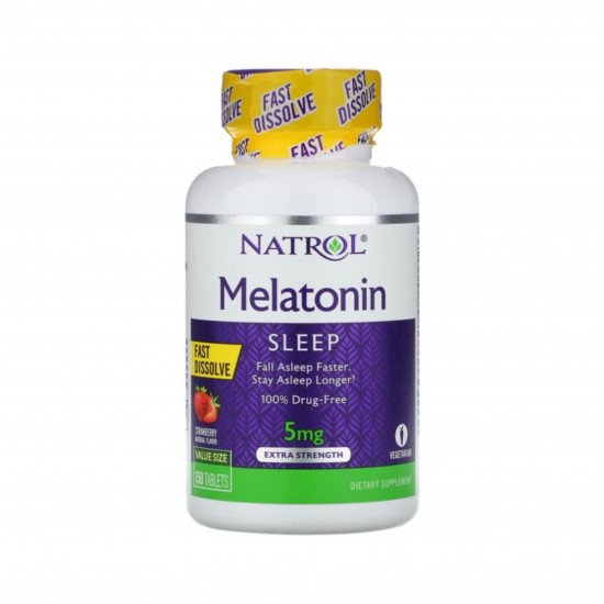 اقراص الميلاتونين سريعة الذوبان القوى الاضافية  بنكهة الفراولة 150 قرص 5جم