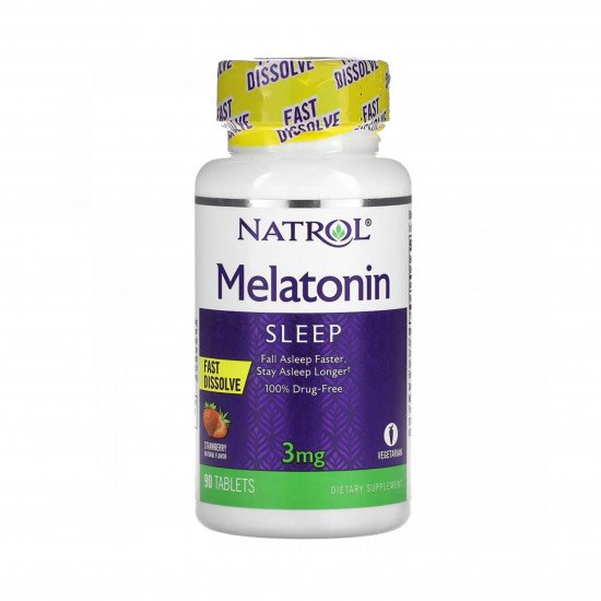 ميلاتونين 3 ملغ،90 قرص بطعم الفراولة من ناترول
