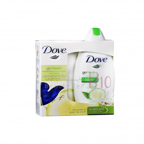 دوف سائل استحمام انتعاش الخيار 250 مل مع ليفة